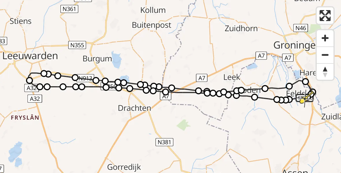 Routekaart van de vlucht: Lifeliner 4 naar Groningen Airport Eelde