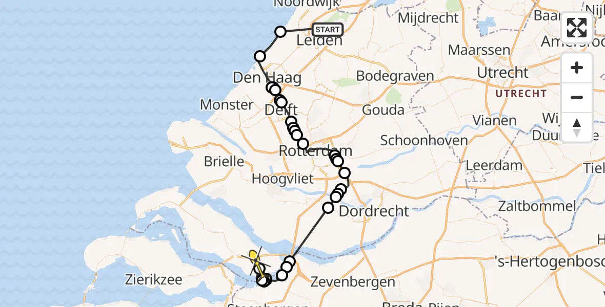 Routekaart van de vlucht: Politieheli naar Achthuizen