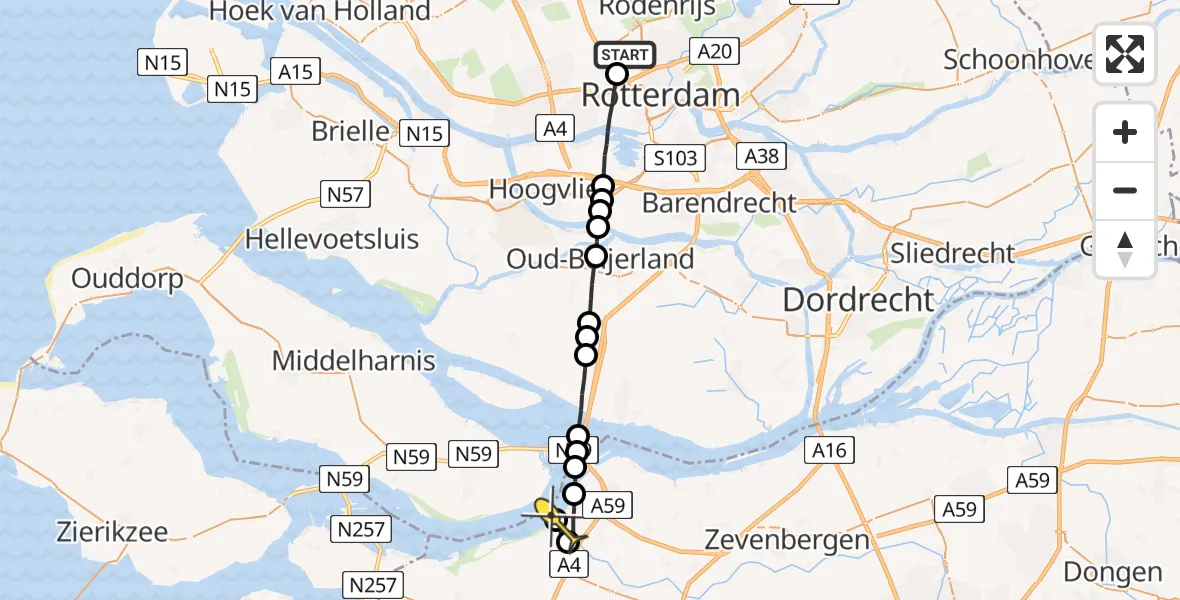 Routekaart van de vlucht: Lifeliner 2 naar Heijningen