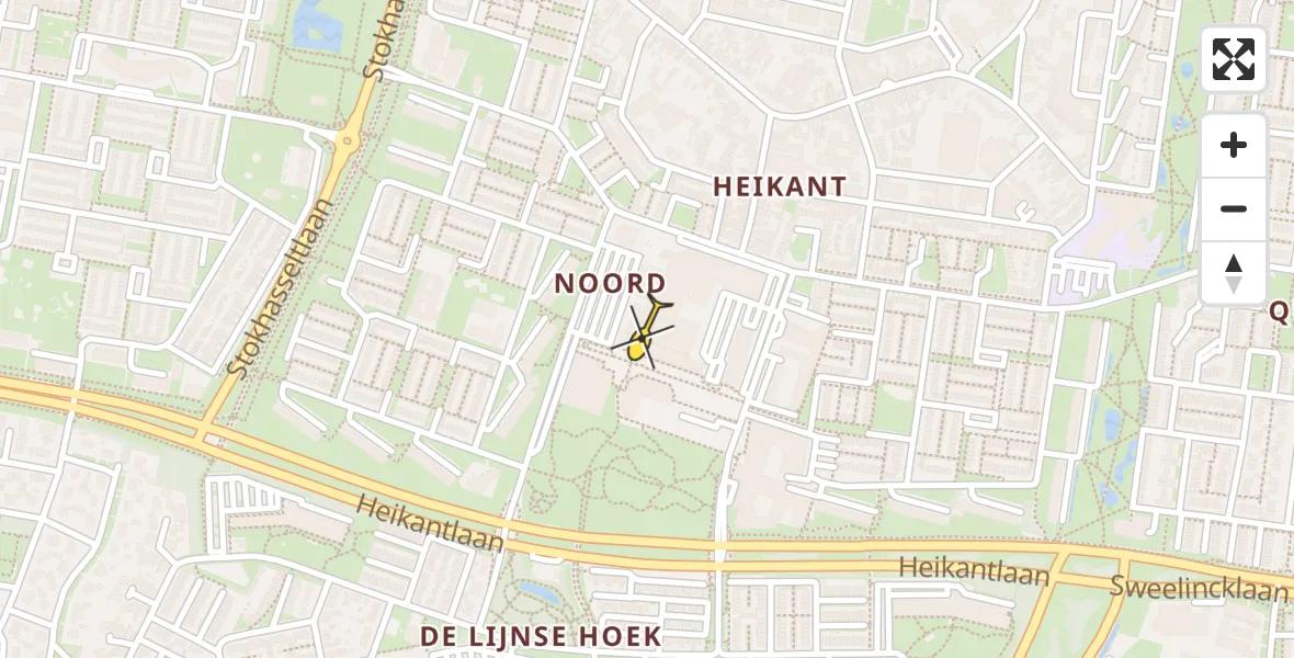 Vluchtroute Traumahelikopter van Tilburg naar Tilburg