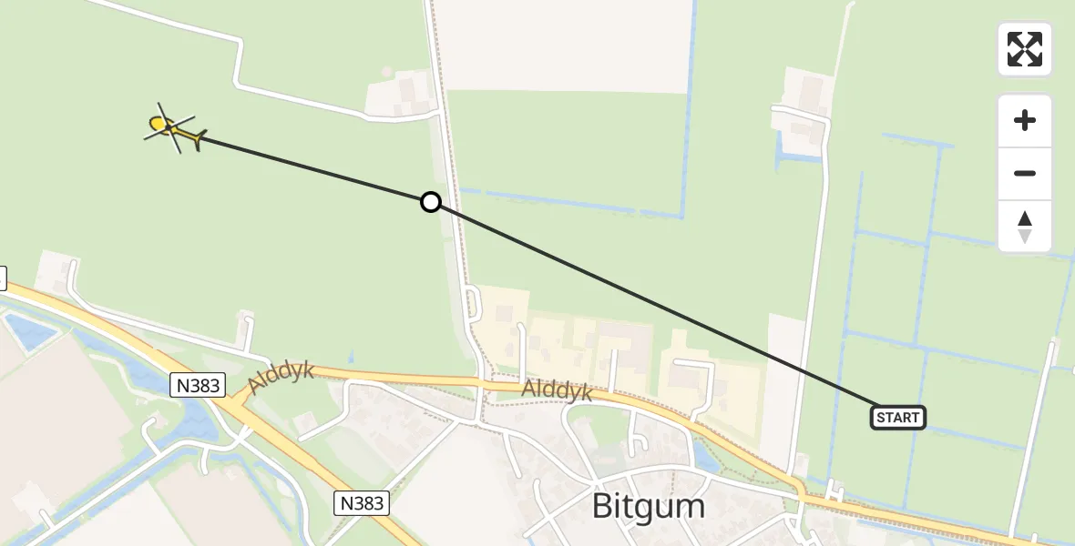 Routekaart van de vlucht: Ambulancehelikopter naar St.-Annaparochie