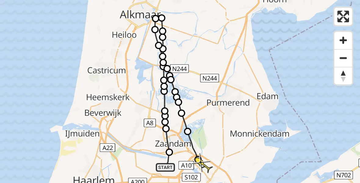 Routekaart van de vlucht: Lifeliner 1 naar Amsterdam