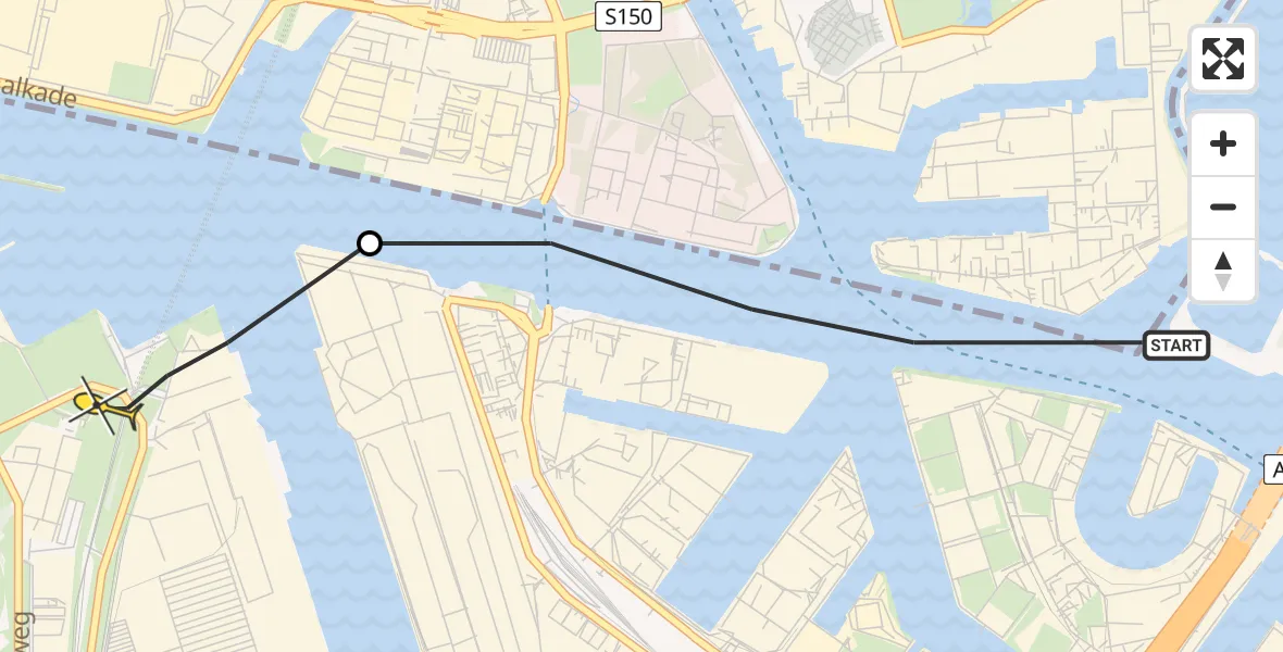 Routekaart van de vlucht: Lifeliner 1 naar Amsterdam Heliport