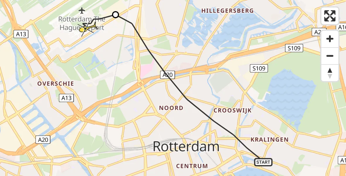 Routekaart van de vlucht: Lifeliner 2 naar Rotterdam The Hague Airport