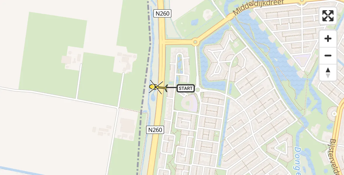 Vluchtroute Traumahelikopter van Tilburg naar Tilburg