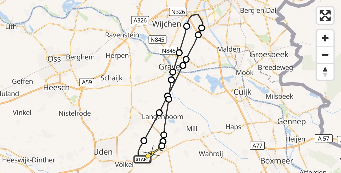 Routekaart van de vlucht: Lifeliner 3 naar Vliegbasis Volkel