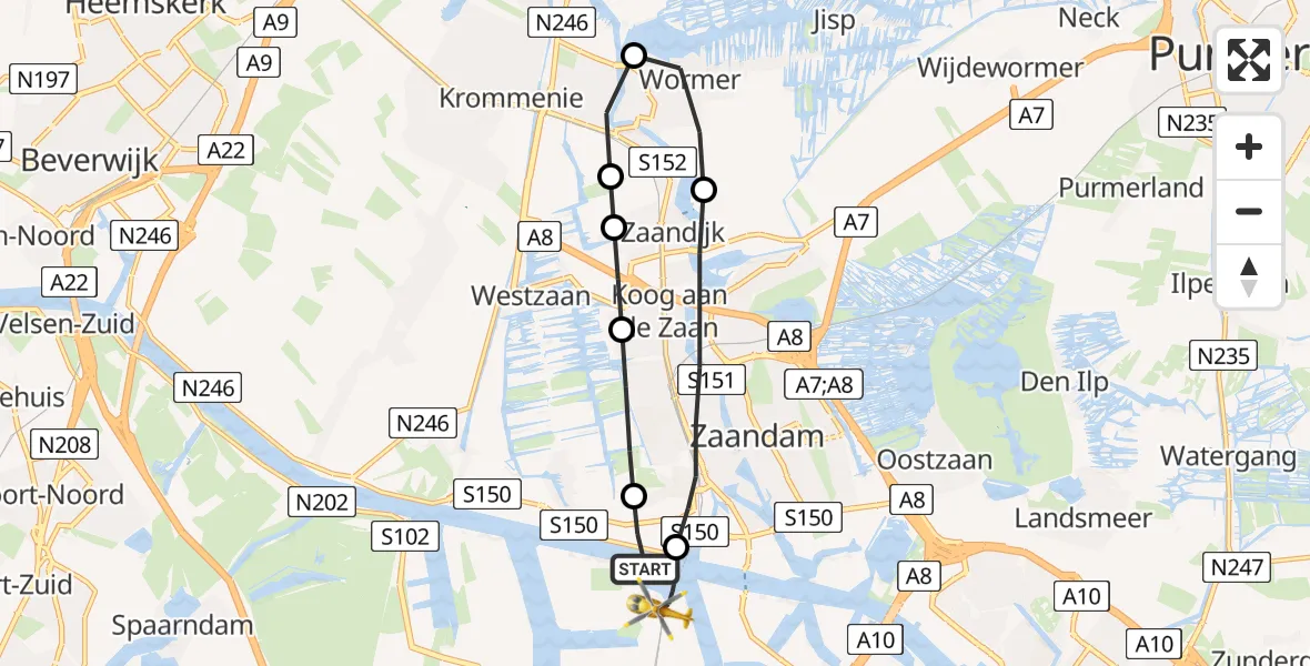 Vluchtroute Traumahelikopter Amsterdam Heliport - Amsterdam Heliport, 05 oktober 2023, 02:05