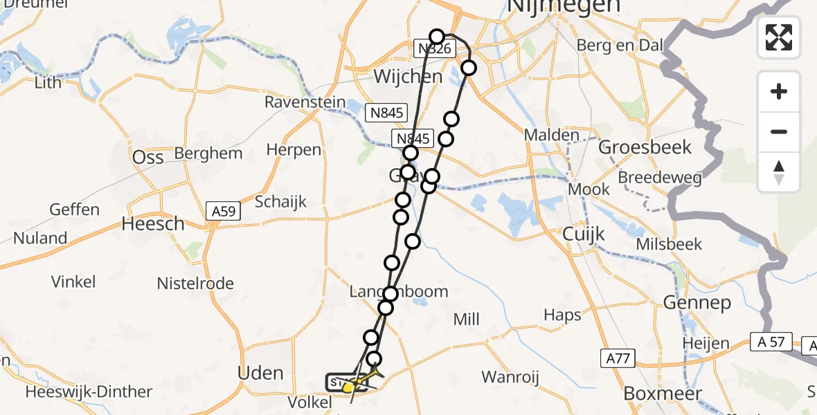 Routekaart van de vlucht: Lifeliner 3 naar Vliegbasis Volkel