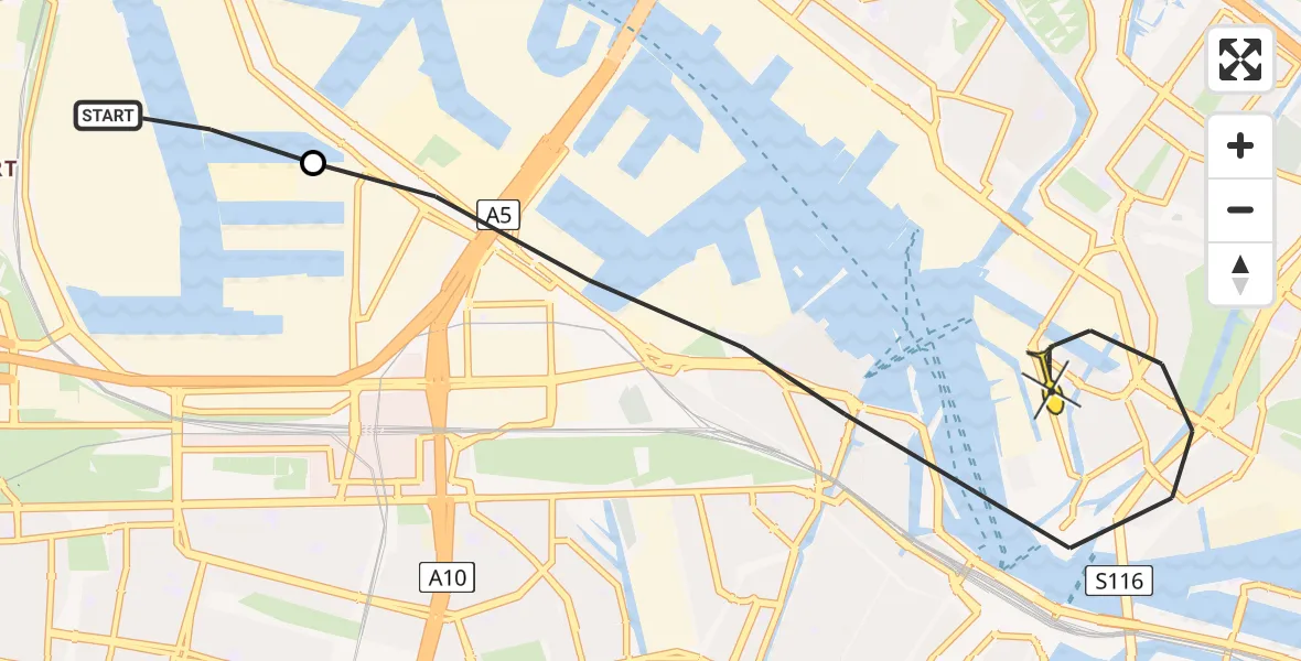 Routekaart van de vlucht: Lifeliner 1 naar Amsterdam