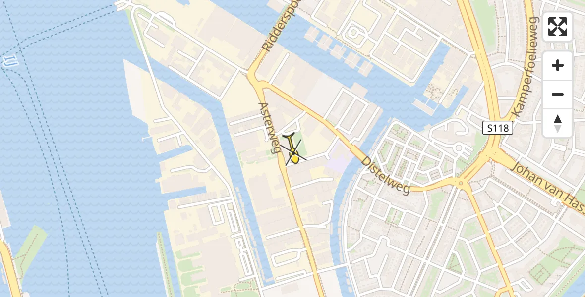 Routekaart van de vlucht: Lifeliner 1 naar Amsterdam