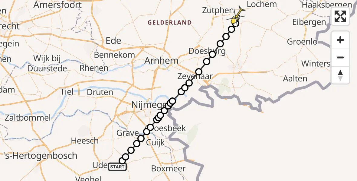 Routekaart van de vlucht: Lifeliner 3 naar Vorden
