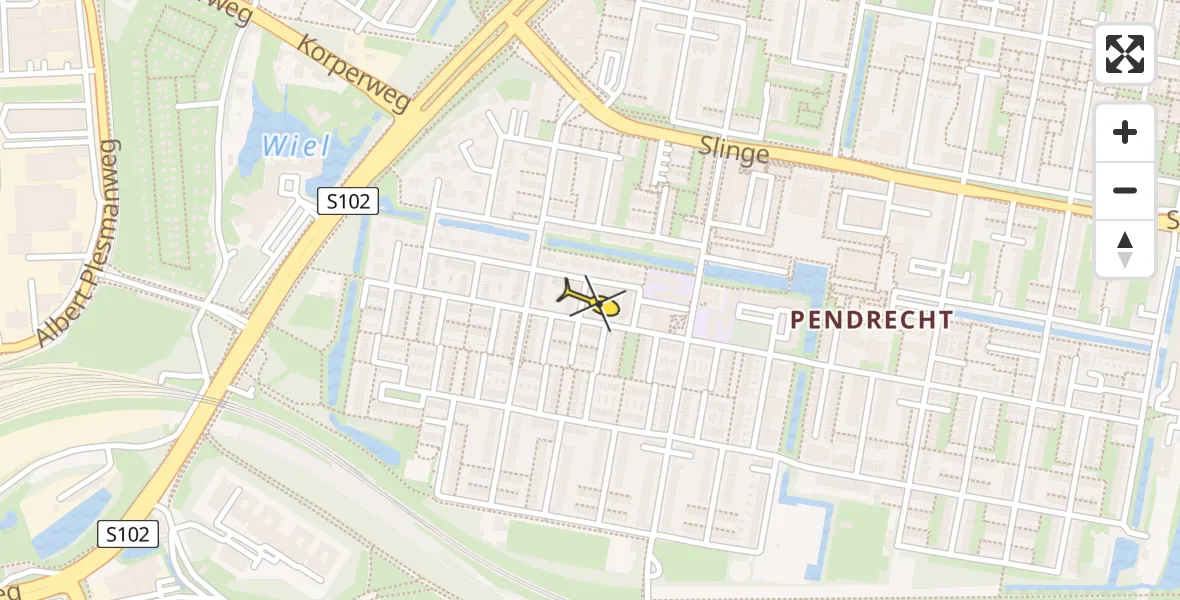 Vluchtroute Traumahelikopter van Rotterdam naar Rotterdam