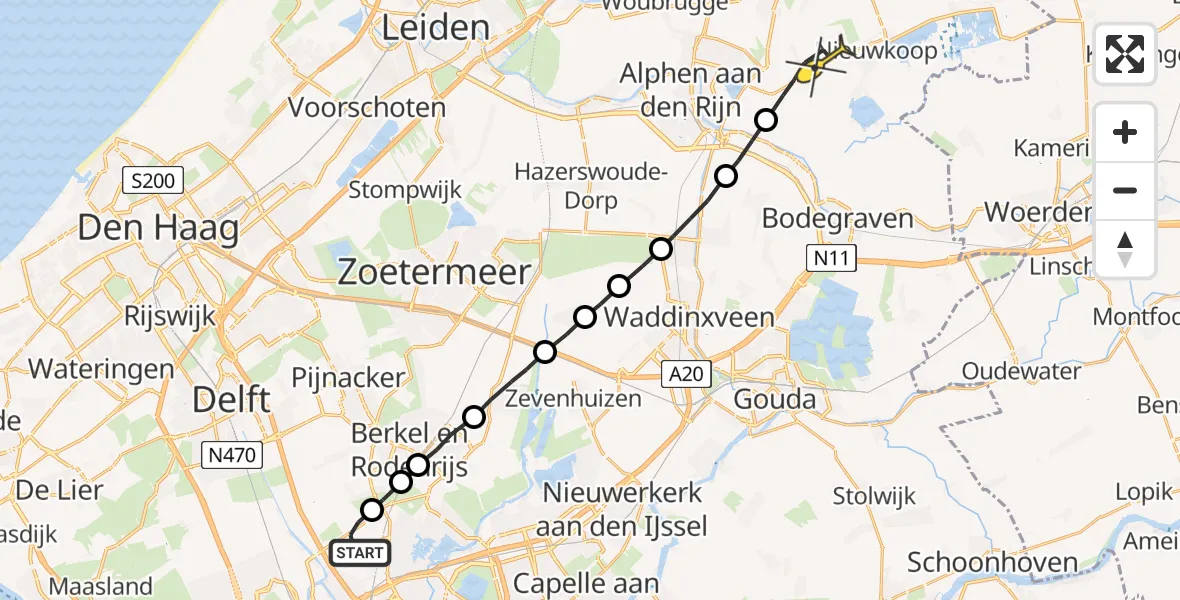 Routekaart van de vlucht: Lifeliner 2 naar Aarlanderveen