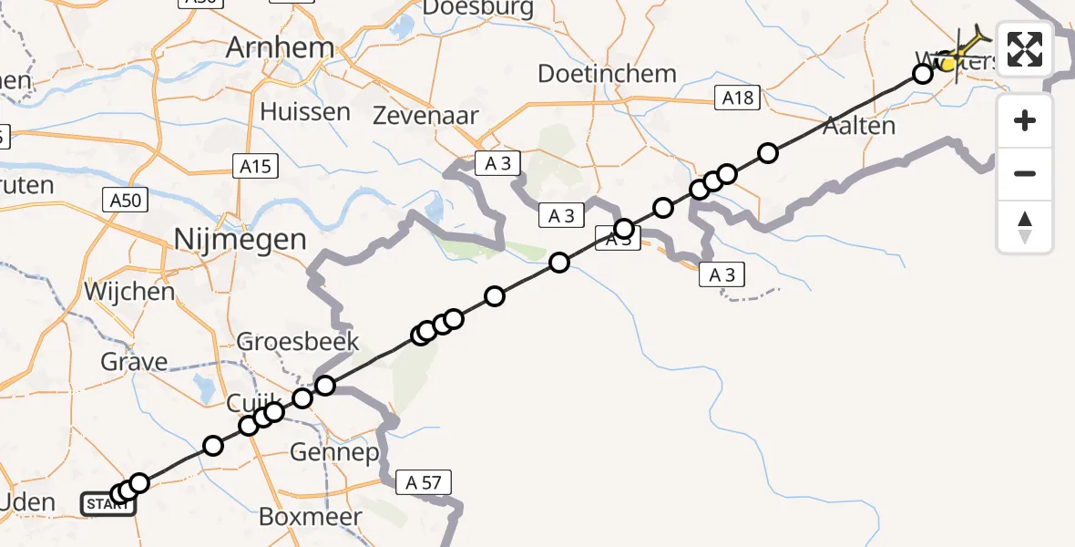 Routekaart van de vlucht: Lifeliner 3 naar Winterswijk