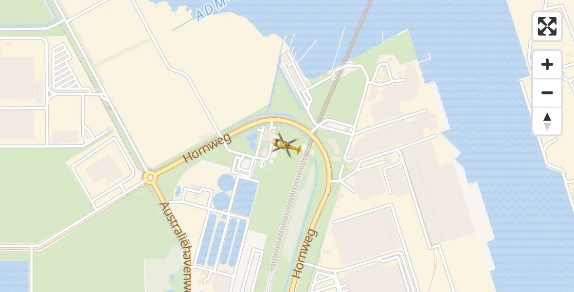 Vluchtroute Traumahelikopter Amsterdam Heliport - Amsterdam Heliport, 05 oktober 2023, 19:43