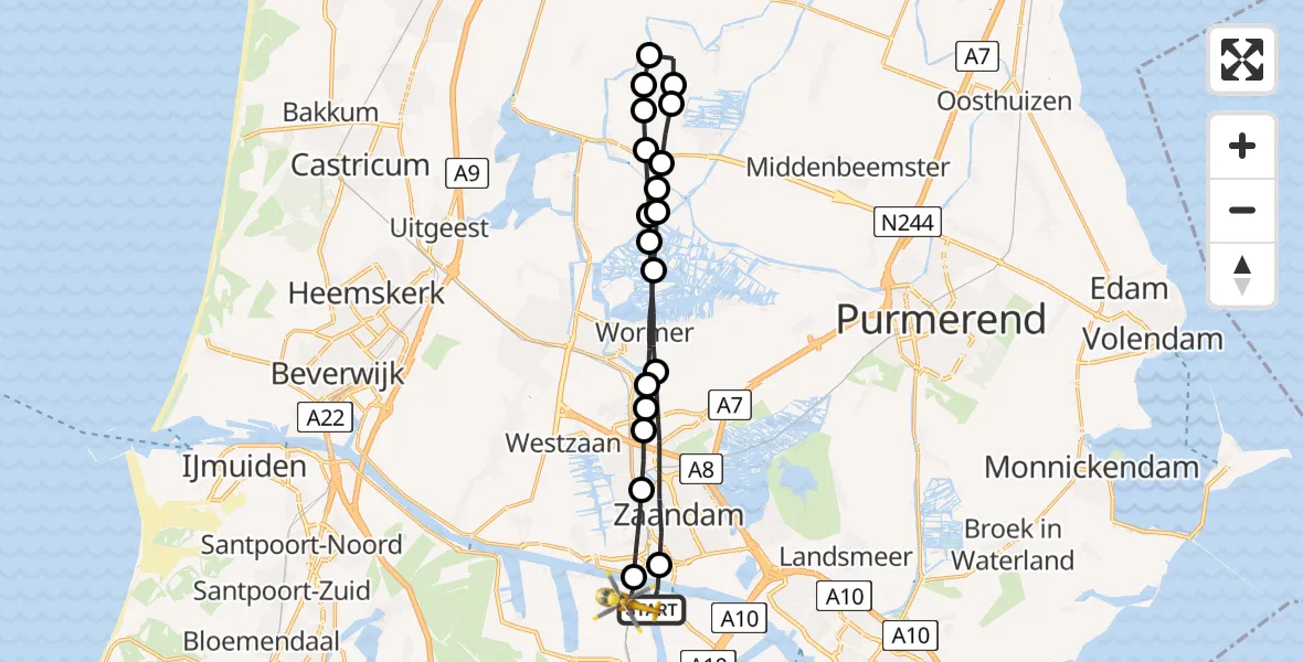 Vluchtroute Traumahelikopter Amsterdam Heliport - Amsterdam Heliport, 05 oktober 2023, 20:18