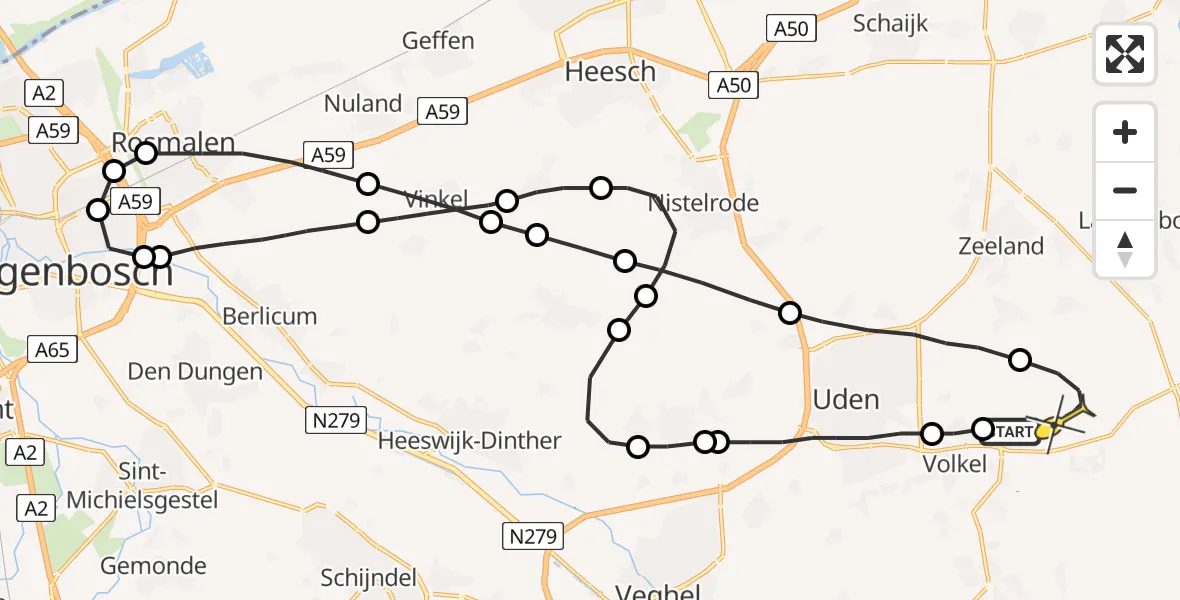 Routekaart van de vlucht: Lifeliner 3 naar Vliegbasis Volkel