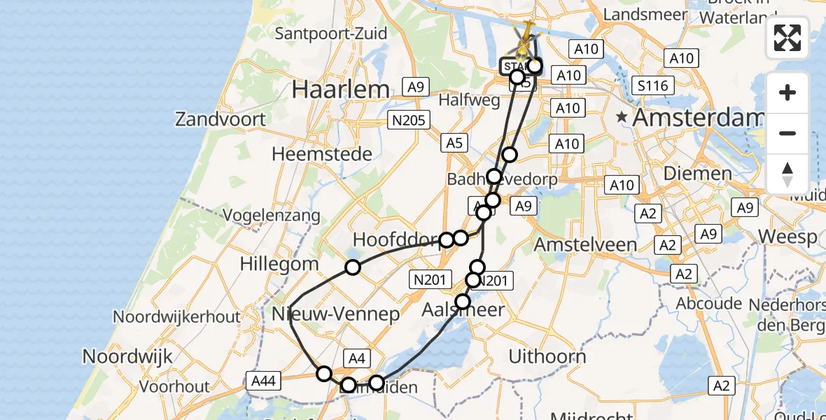 Vluchtroute Traumahelikopter Amsterdam Heliport - Amsterdam Heliport, 06 oktober 2023, 15:01