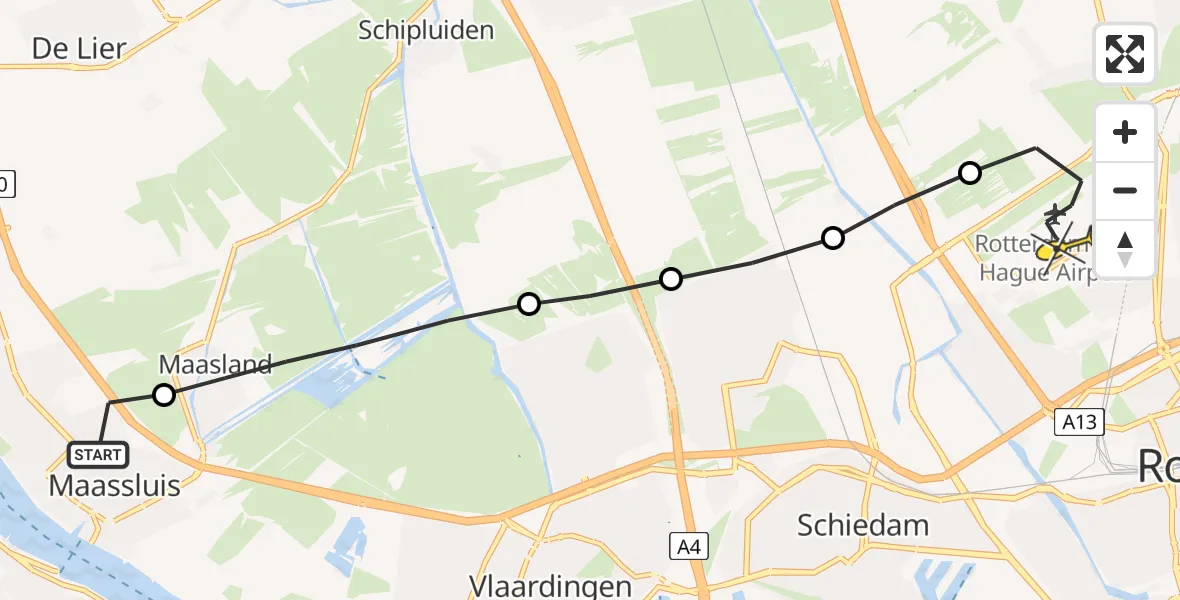 Routekaart van de vlucht: Lifeliner 2 naar Rotterdam The Hague Airport