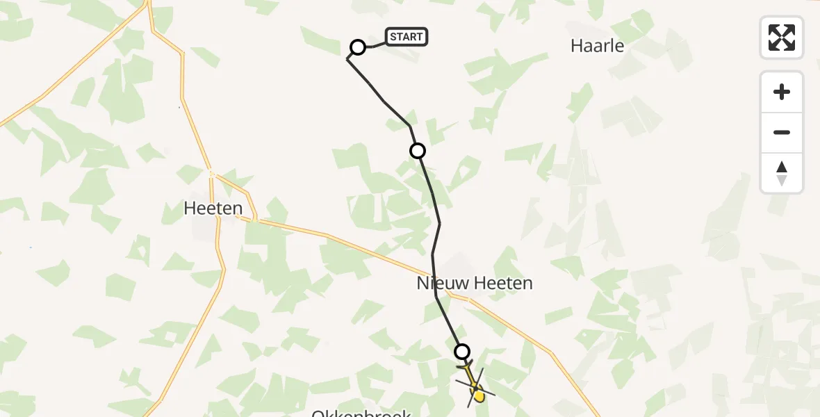 Routekaart van de vlucht: Politieheli naar Holten