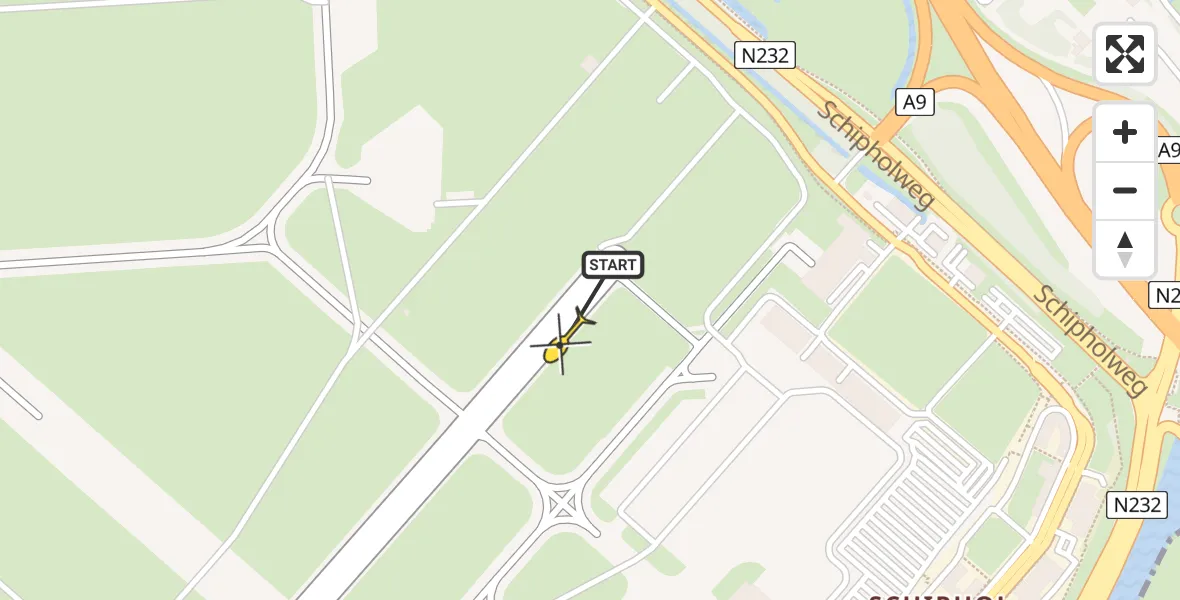 Vluchtroute Politiehelikopter van Schiphol naar Schiphol