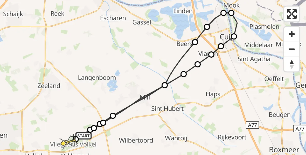 Routekaart van de vlucht: Lifeliner 3 naar Vliegbasis Volkel