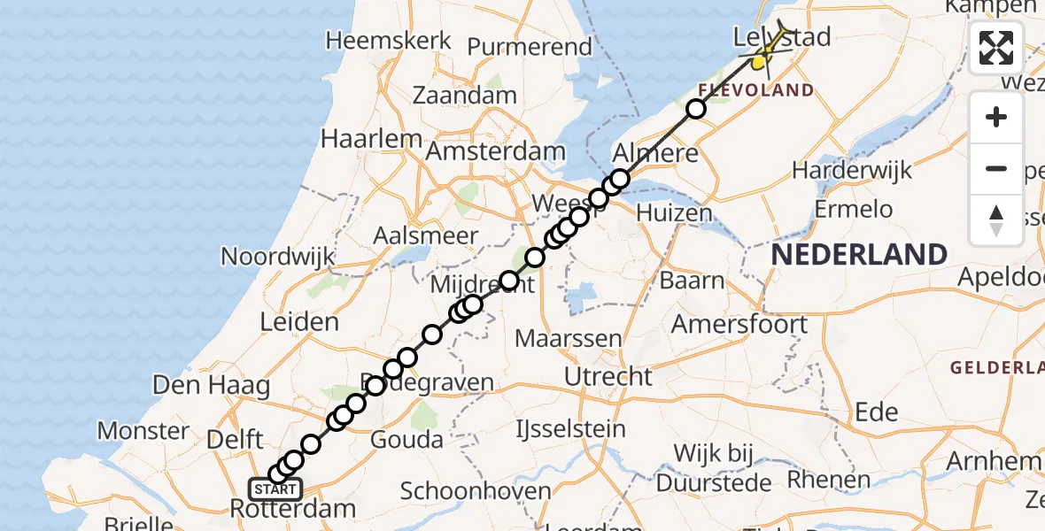 Routekaart van de vlucht: Lifeliner 2 naar Lelystad