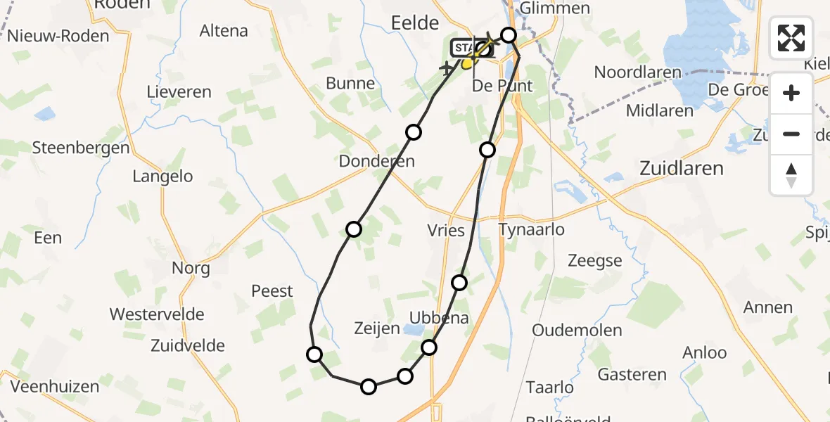 Routekaart van de vlucht: Lifeliner 4 naar Groningen Airport Eelde