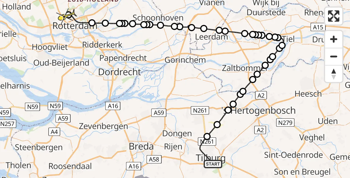 Routekaart van de vlucht: Lifeliner 2 naar Rotterdam The Hague Airport