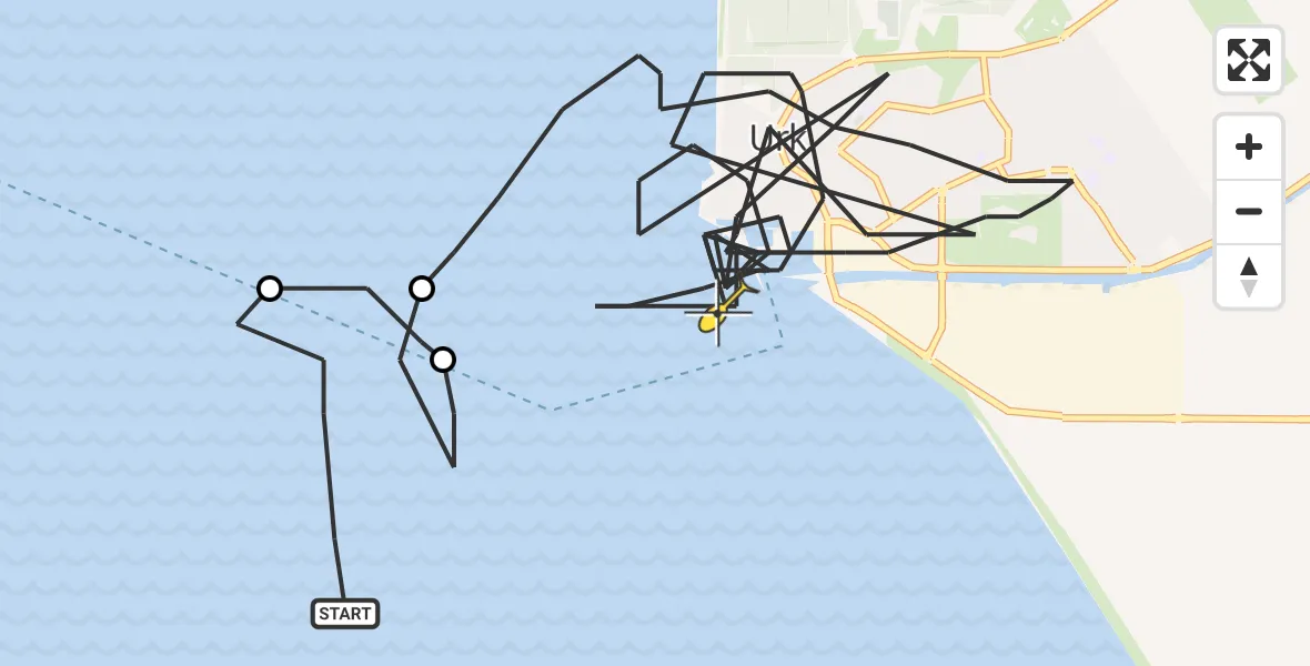 Routekaart van de vlucht: Politiehelikopter naar Urk