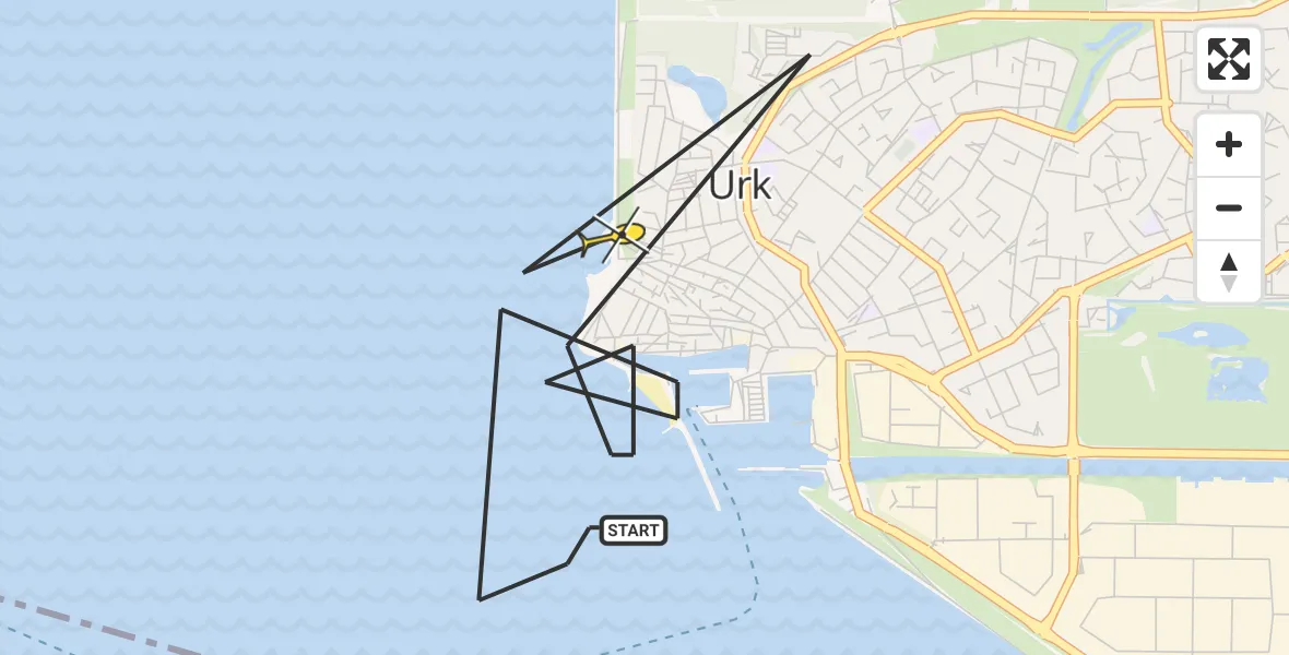 Routekaart van de vlucht: Politieheli naar Urk