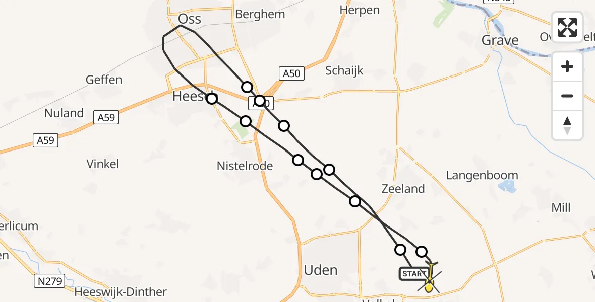 Routekaart van de vlucht: Lifeliner 3 naar Vliegbasis Volkel