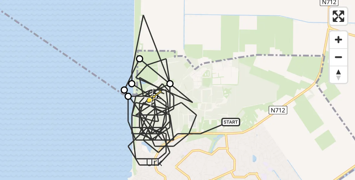 Routekaart van de vlucht: Politiehelikopter naar Urk