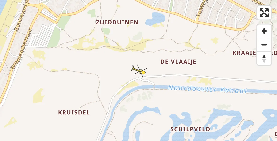 Routekaart van de vlucht: Traumahelikopter naar Zandvoort