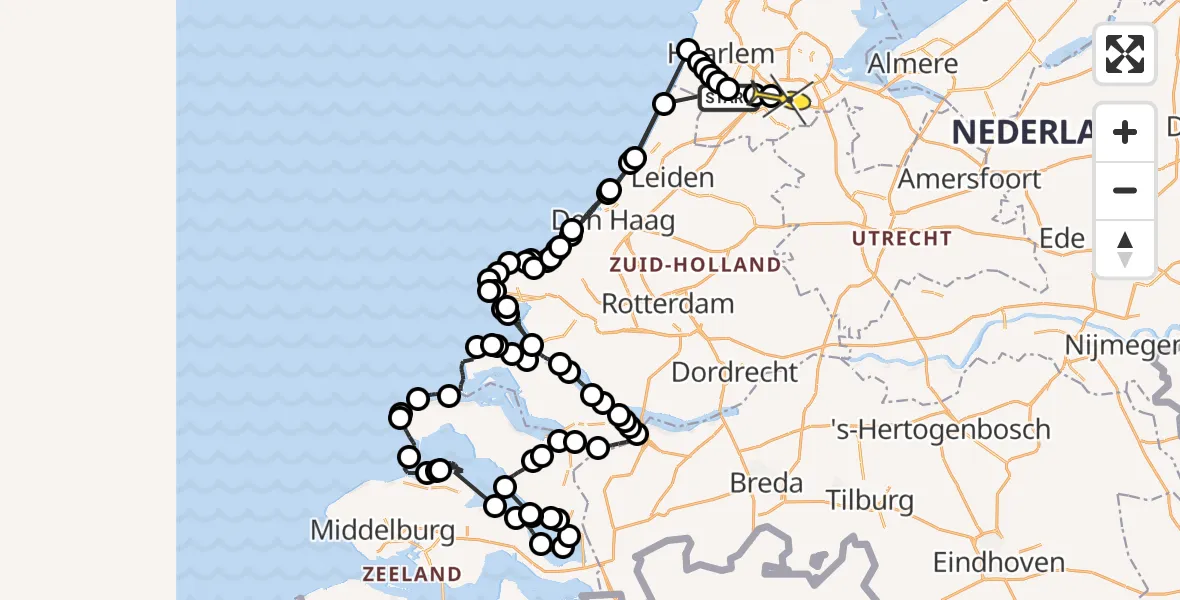 Routekaart van de vlucht: Politiehelikopter naar Amstelveen