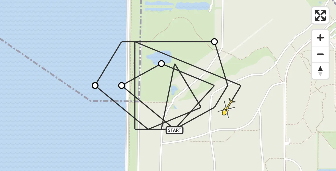Routekaart van de vlucht: Politiehelikopter naar Urk
