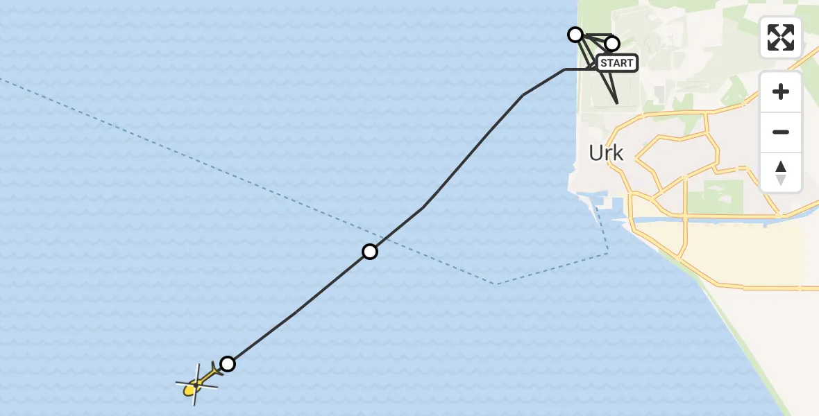 Routekaart van de vlucht: Politiehelikopter naar Lelystad