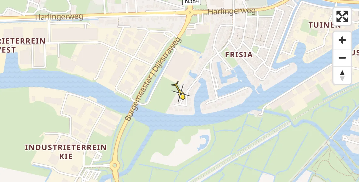 Routekaart van de vlucht: Traumaheli naar Franeker