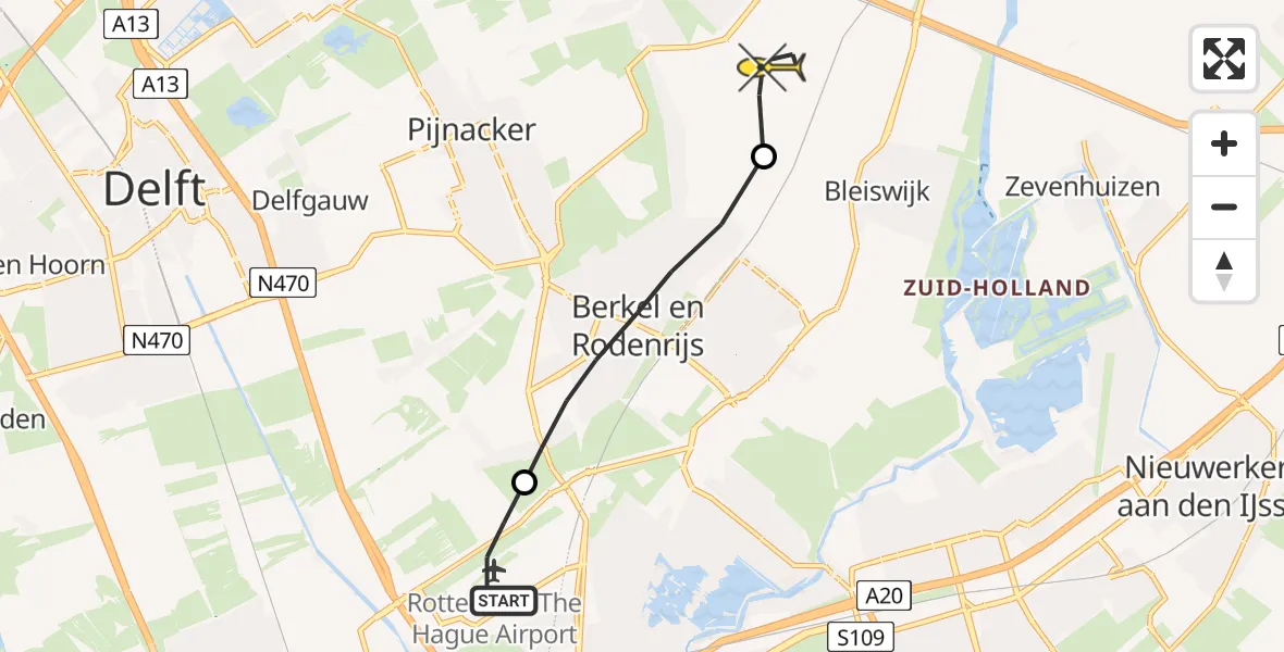 Routekaart van de vlucht: Lifeliner 2 naar Bleiswijk