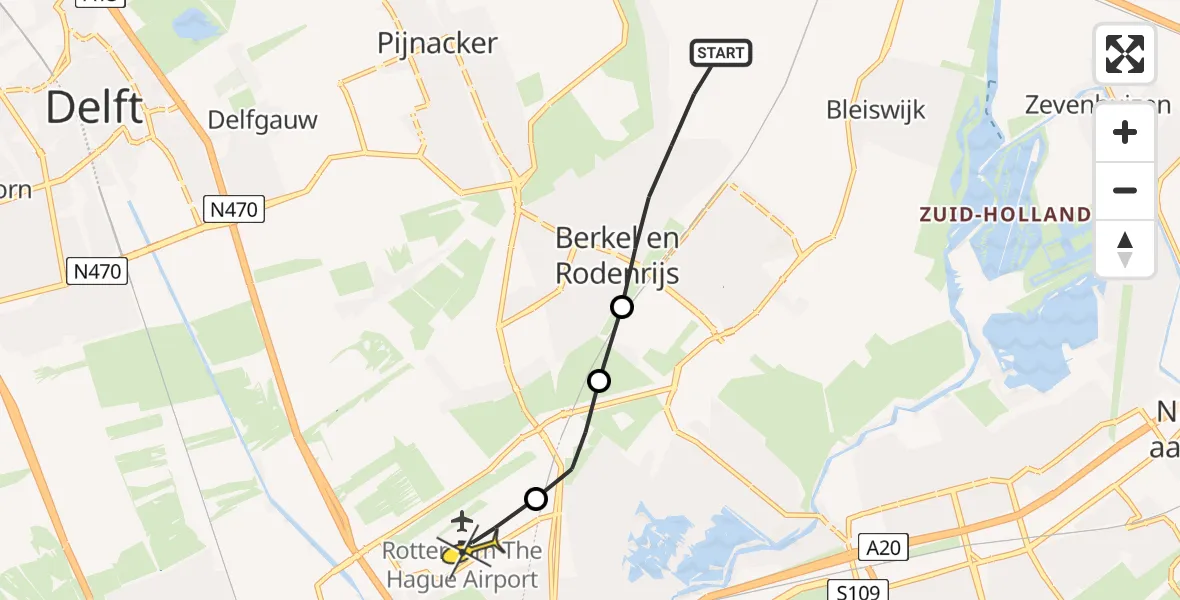 Routekaart van de vlucht: Lifeliner 2 naar Rotterdam The Hague Airport