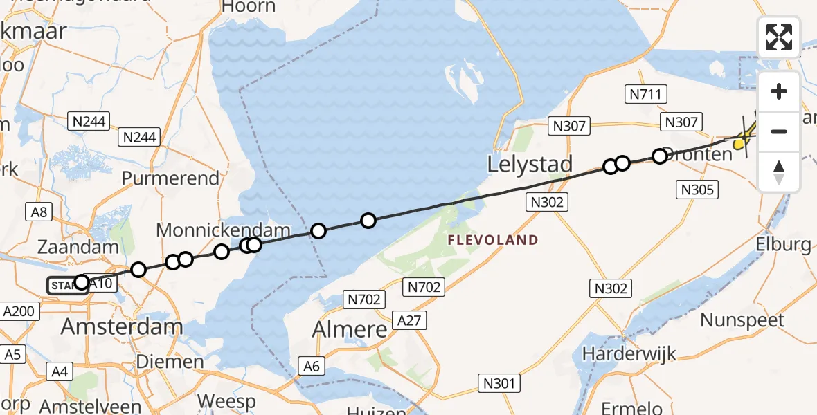 Routekaart van de vlucht: Lifeliner 1 naar Dronten