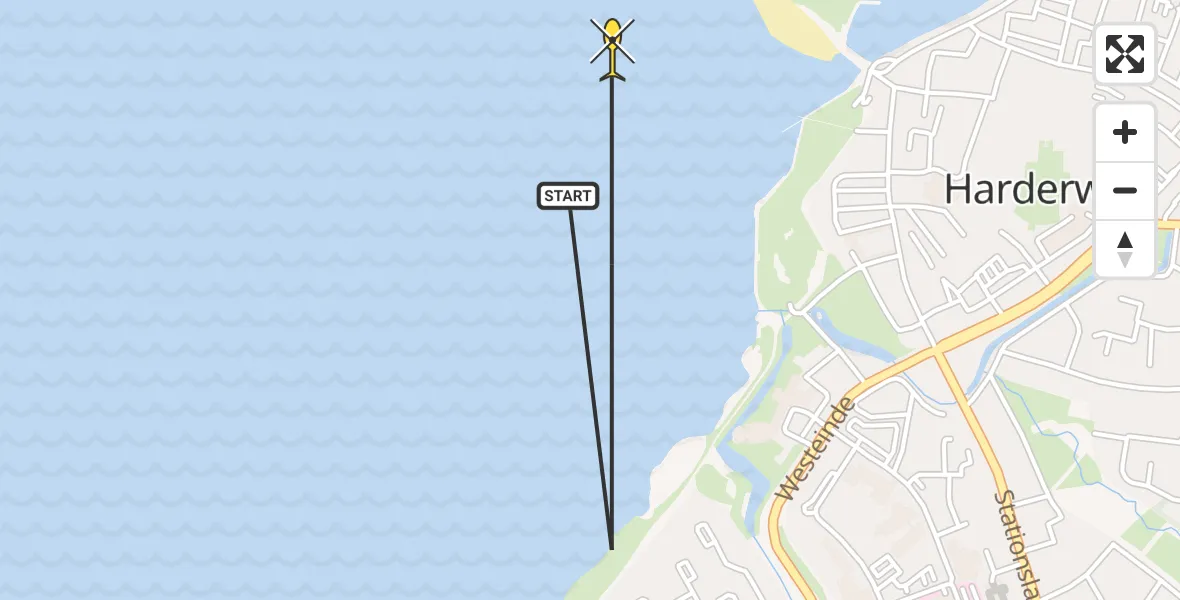 Routekaart van de vlucht: Politiehelikopter naar Harderwijk
