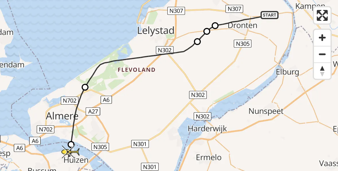Routekaart van de vlucht: Lifeliner 1 naar Huizen