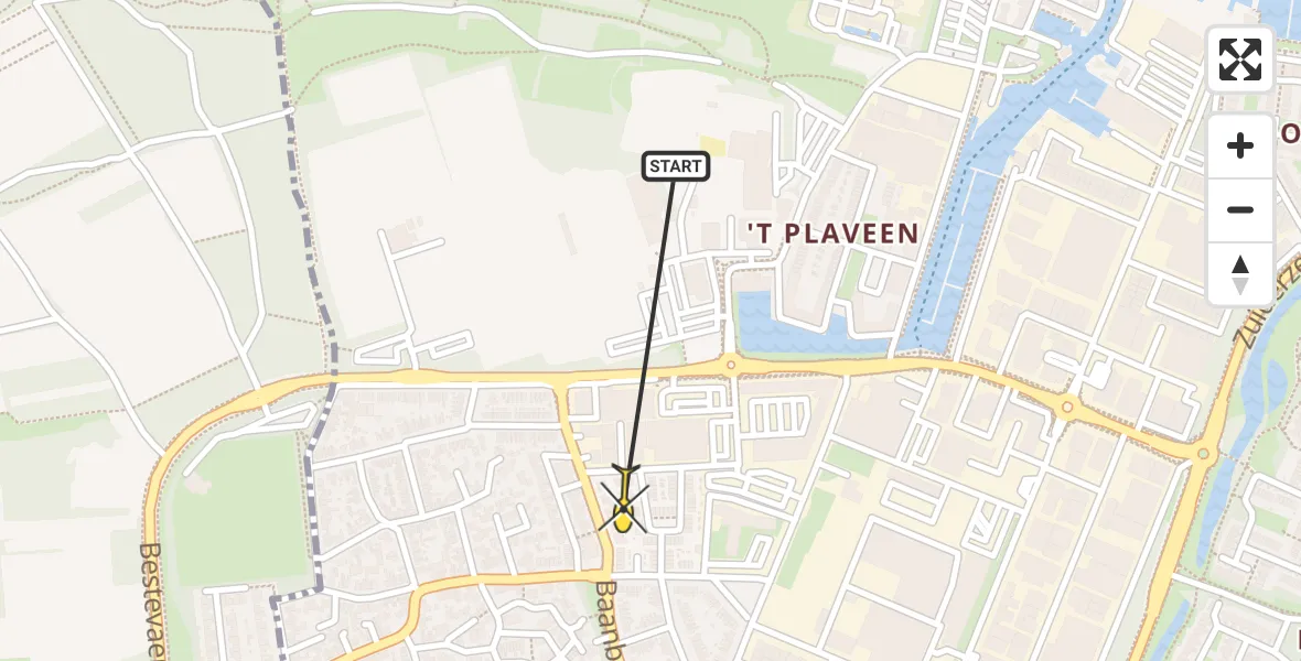 Routekaart van de vlucht: Traumahelikopter naar Huizen