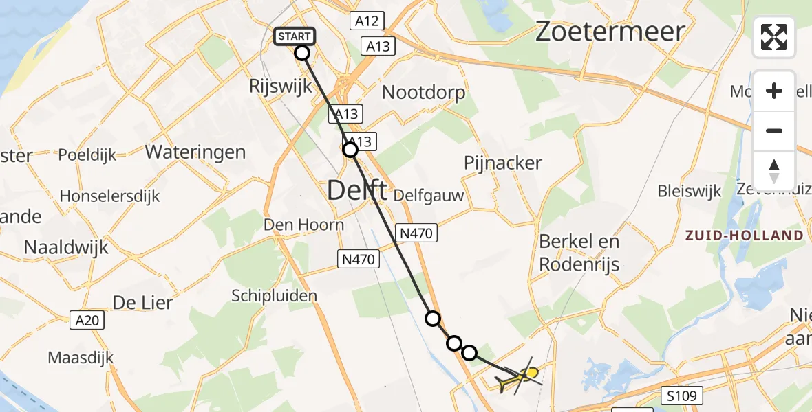 Routekaart van de vlucht: Lifeliner 2 naar Rotterdam The Hague Airport