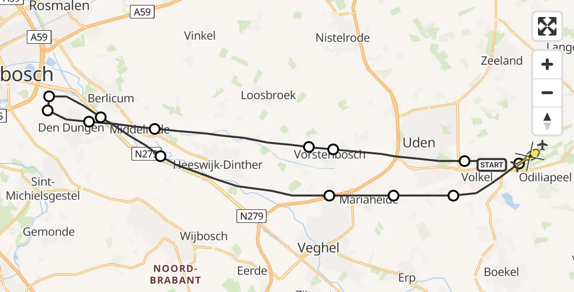 Routekaart van de vlucht: Lifeliner 3 naar Vliegbasis Volkel