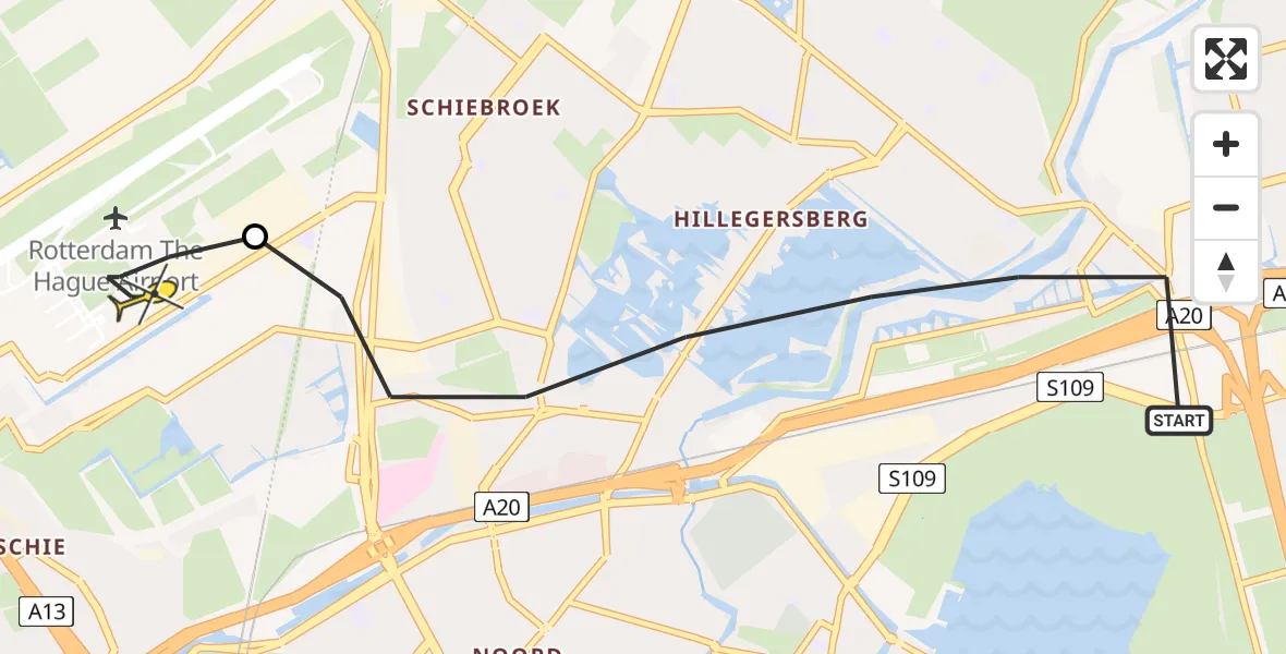 Routekaart van de vlucht: Lifeliner 2 naar Rotterdam The Hague Airport