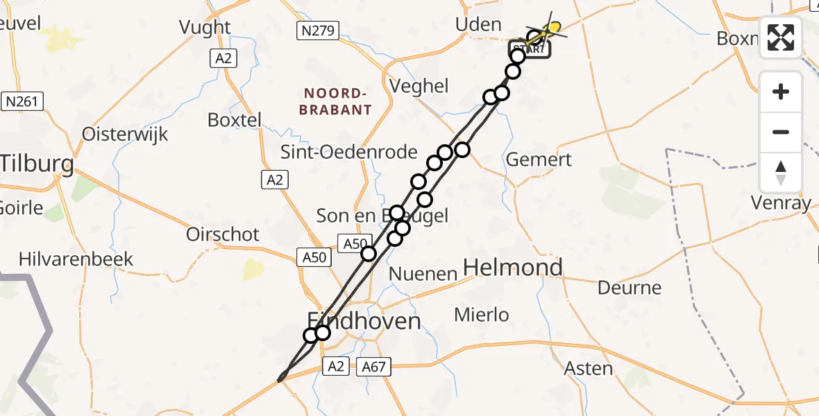 Routekaart van de vlucht: Lifeliner 3 naar Vliegbasis Volkel