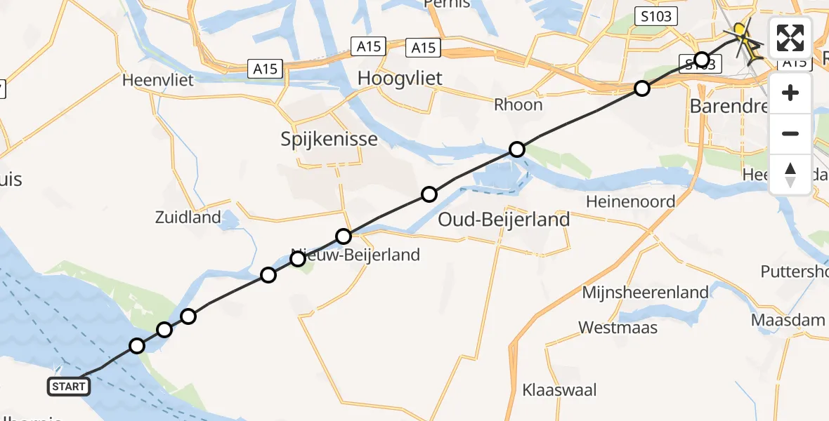 Routekaart van de vlucht: Lifeliner 2 naar Rotterdam