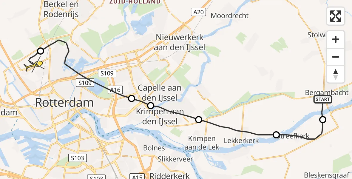 Routekaart van de vlucht: Lifeliner 2 naar Rotterdam The Hague Airport